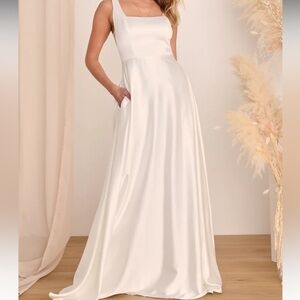 Lulu's Elegant White Maxi Dress